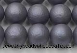 CSB2482 15.5 inches 8mm round matte wrinkled shell pearl beads