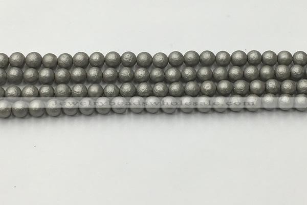 CSB2490 15.5 inches 4mm round matte wrinkled shell pearl beads