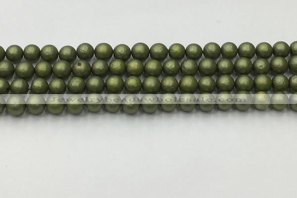 CSB2521 15.5 inches 6mm round matte wrinkled shell pearl beads