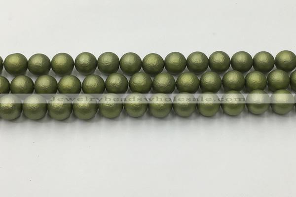 CSB2523 15.5 inches 10mm round matte wrinkled shell pearl beads