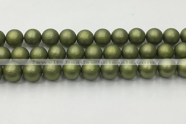 CSB2525 15.5 inches 14mm round matte wrinkled shell pearl beads