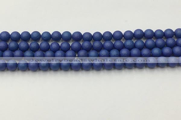 CSB2570 15.5 inches 4mm round matte wrinkled shell pearl beads