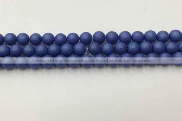 CSB2572 15.5 inches 8mm round matte wrinkled shell pearl beads