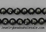 CSB437 15.5 inches 8mm round shell pearl with rhinestone beads