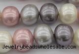 CSB694 15.5 inches 13*15mm oval mixed color shell pearl beads