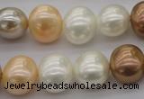 CSB695 15.5 inches 13*15mm oval mixed color shell pearl beads