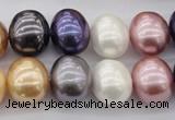CSB696 15.5 inches 13*15mm oval mixed color shell pearl beads