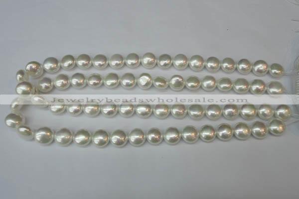 CSB940 15.5 inches 12mm flat round shell pearl beads wholesale