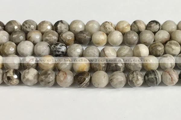 CSL160 15.5 inches 12mm faceted 

round sliver leaf jasper beads
