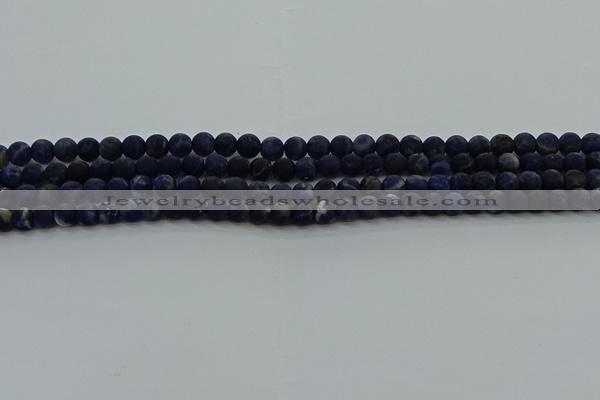 CSO810 15.5 inches 4mm round matte sodalite gemstone beads