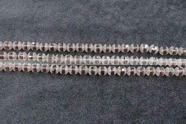 CSQ507 15.5 inches 8mm faceted round matte smoky quartz beads