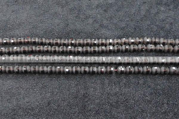 CSQ511 15.5 inches 6mm faceted round matte smoky quartz beads