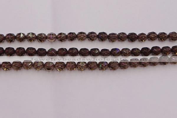 CSQ527 15.5 inches 8mm faceted nuggets smoky quartz gemstone beads