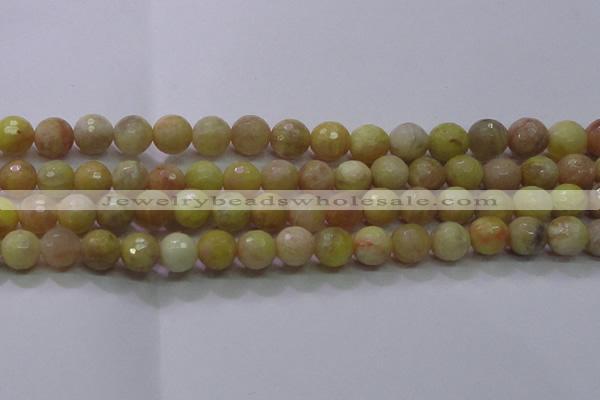 CSS613 15.5 inches 10mm faceted round yellow sunstone gemstone beads