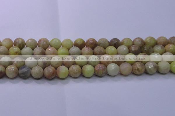 CSS614 15.5 inches 12mm faceted round yellow sunstone gemstone beads