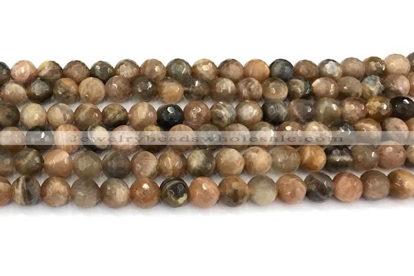 CSS831 15 inches 8mm faceted round sunstone beads