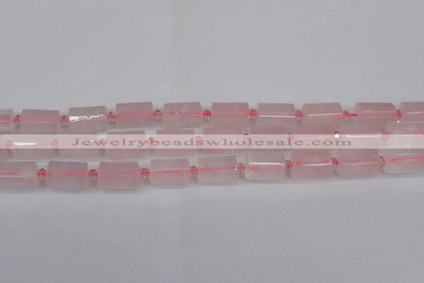 CTB212 15.5 inches 13*18mm faceted tube rose quartz beads