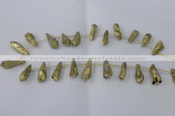 CTD1111 Top drilled 8*25mm - 10*30mm nuggets plated quartz beads