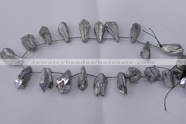 CTD1124 Top drilled 10*22mm - 12*30mm nuggets plated quartz beads