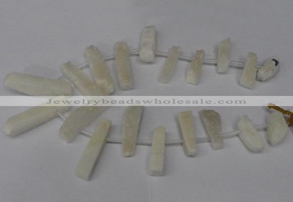 CTD1608 Top drilled 13*25mm - 15*45mm freeform plated druzy quartz beads