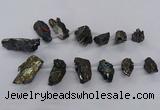 CTD2618 Top drilled 15*25mm - 25*35mm nuggets plated druzy quartz beads