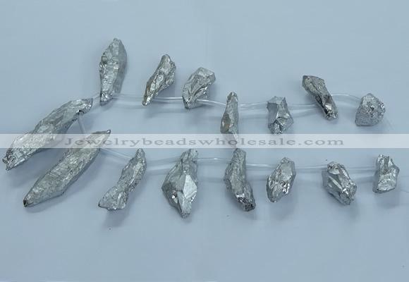 CTD2631 Top drilled 10*25mm - 20*45mm nuggets plated druzy quartz beads