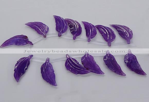 CTD2773 Top drilled 20*45mm - 25*55mm carved leaf agate beads