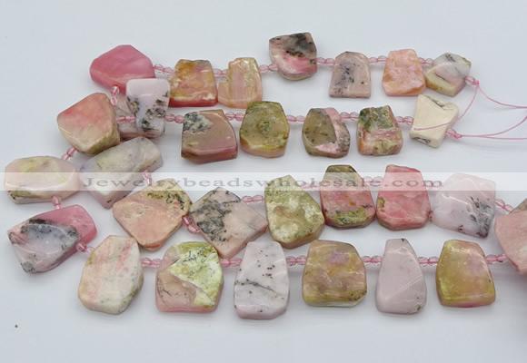 CTD339 Top drilled 15*20mm - 25*30mm freeform pink opal beads