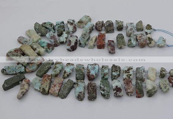 CTD3515 Top drilled 8*15mm - 12*35mm sticks larimar beads