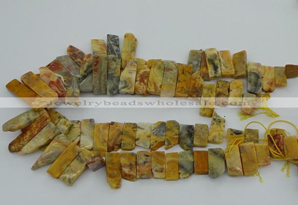 CTD499 Top drilled 10*25mm - 10*45mm sticks yellow crazy lace agate beads