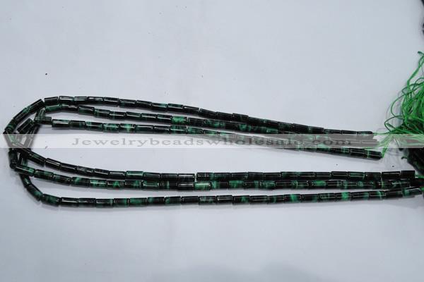 CTE1027 15.5 inches 4*8mm tube dyed green tiger eye beads wholesale