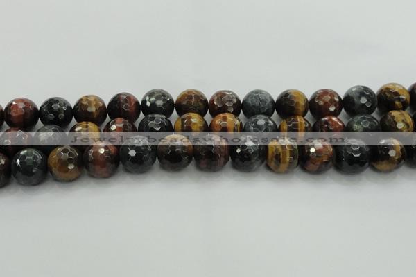CTE1477 15.5 inches 18mm faceted round mixed tiger eye beads