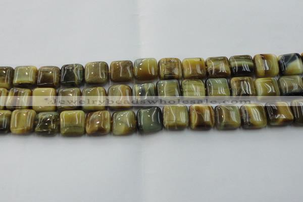 CTE1565 15.5 inches 14*14mm square golden & blue tiger eye beads wholesale