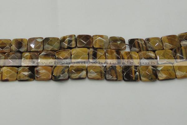 CTE1735 15.5 inches 18*18mm faceted square yellow tiger eye beads