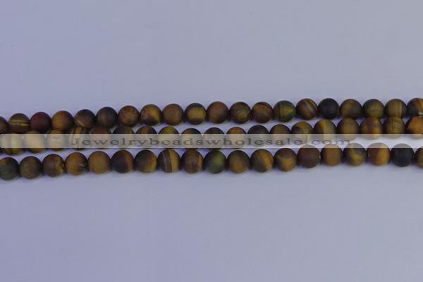 CTE1812 15.5 inches 8mm round matte yellow iron tiger beads