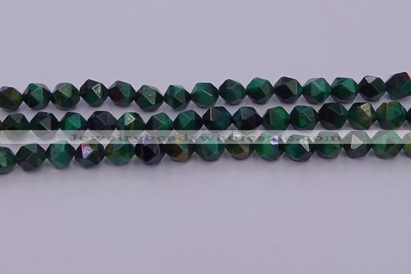 CTE1948 15.5 inches 10mm faceted nuggets green tiger eye beads