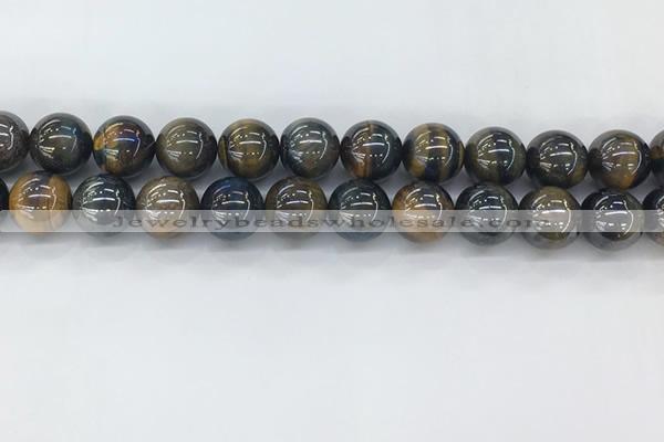 CTE2089 15.5 inches 14mm round AB-color blue & yellow tiger eye beads