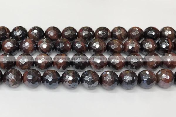 CTE2283 15 inches 12mm faceted round AB-color red tiger eye beads