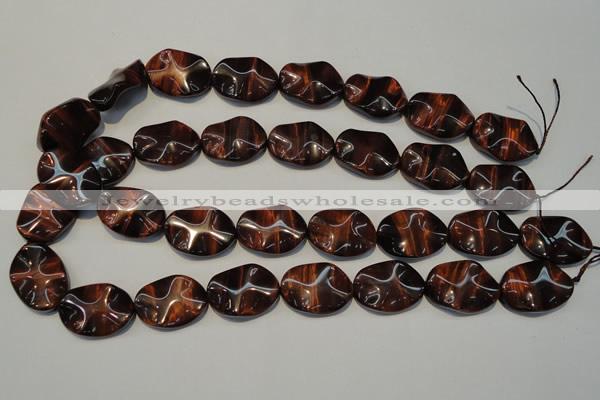 CTE860 15.5 inches 18*25mm wavy oval red tiger eye beads