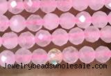 CTG1017 15.5 inches 2mm faceted round tiny rose quartz beads