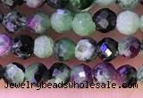 CTG1315 15.5 inches 3mm faceted round ruby zoisite beads