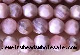 CTG1323 15.5 inches 4mm faceted round rhodochrosite beads wholesale