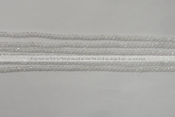 CTG202 15.5 inches 3mm faceted round tiny white crystal beads