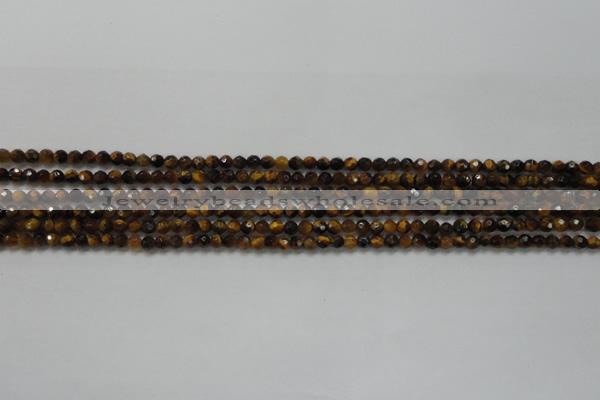 CTG207 15.5 inches 3mm faceted round tiny yellow tiger eye beads