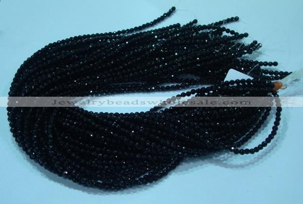 CTG31 15.5 inches 4mm faceted round black agate beads wholesale