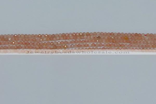 CTG607 15.5 inches 3mm faceted round peach moonstone beads