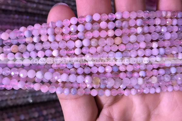 CTG712 15.5 inches 4mm faceted round tiny morganite beads