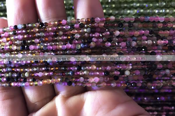 CTG729 15.5 inches 2mm faceted round tiny tourmaline beads
