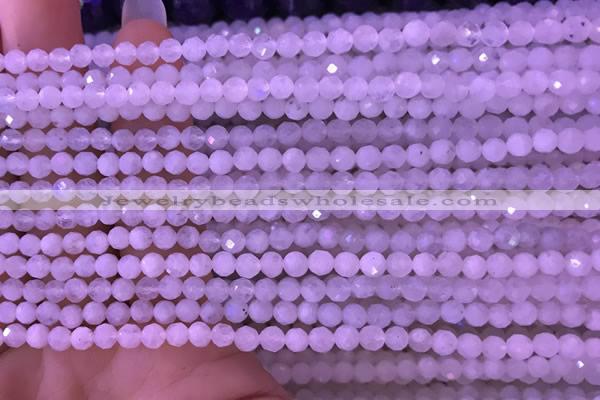 CTG832 15.5 inches 4mm faceted round tiny white moonstone beads