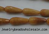 CTR21 15.5 inches 8*20mm faceted teardrop yellow jade beads